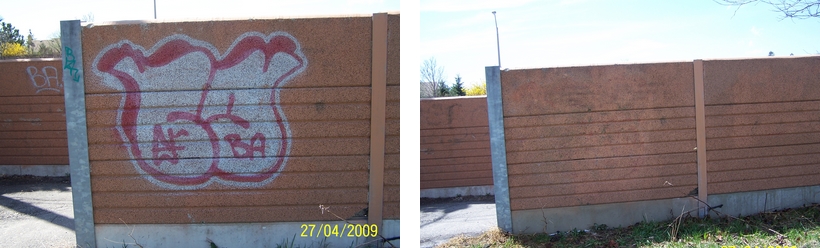 Sample of treatment of surfaace - before and after